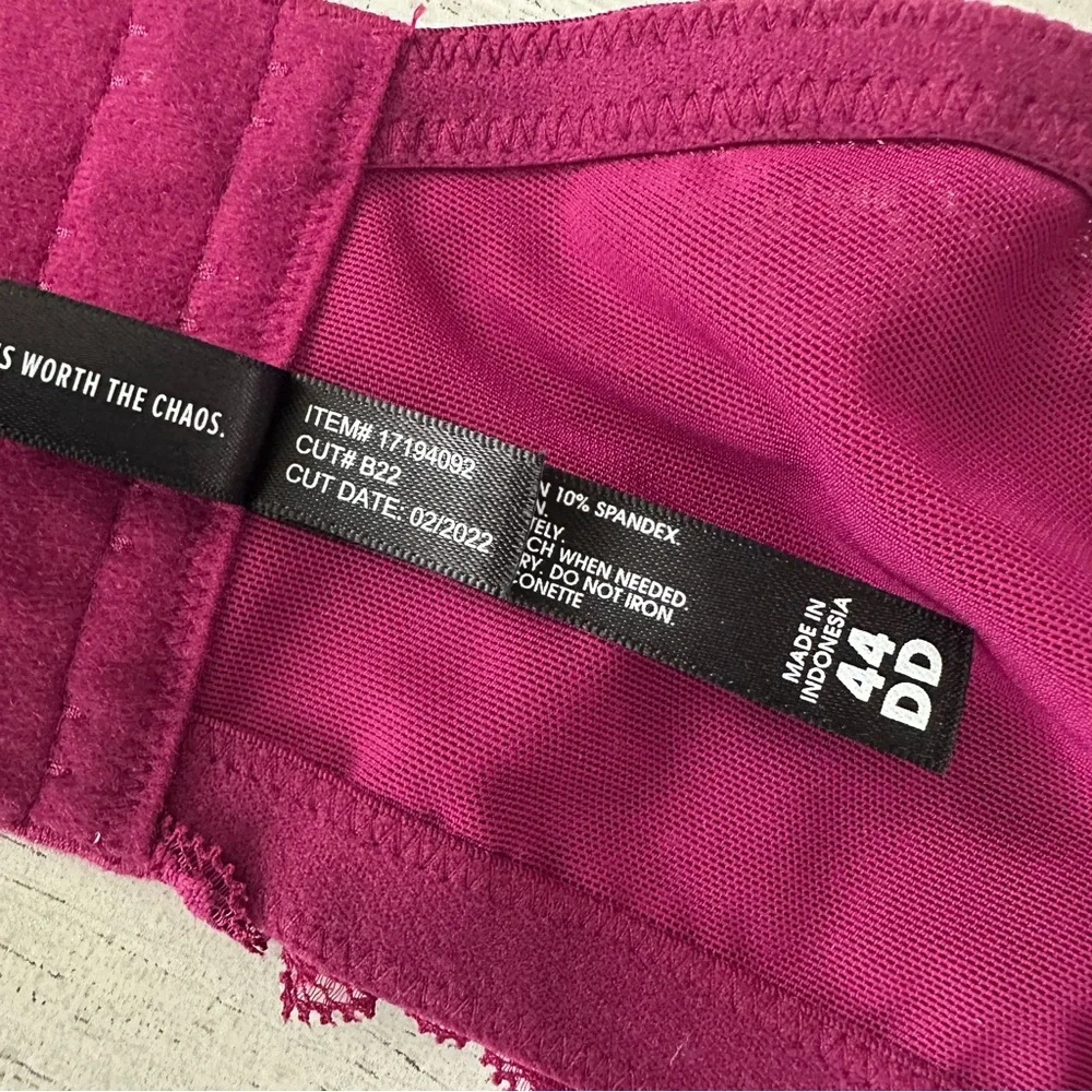 TORRID CURVE Unlined Balconette Lace Underwire Bra 44DD Burgundy Wine